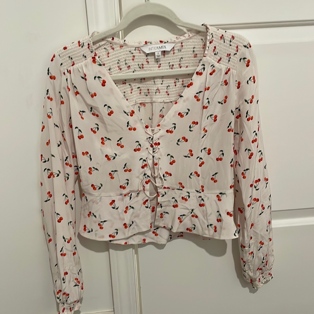 Intermix White blouse with cherries